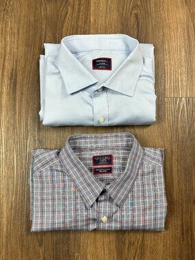 Lot of 2 UNTUCKit Shirts Mens XL Blue Gray Button Up Wrinkle Free Plaid Cotton